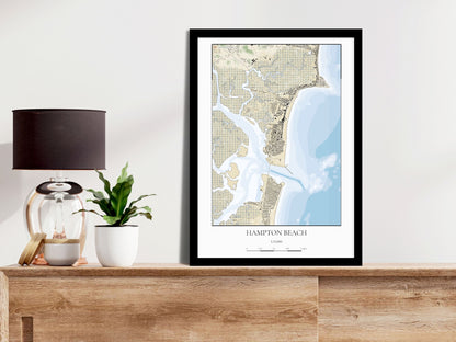 Hampton Beach New Hampshire CHART Map Art Print 0225