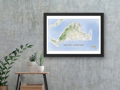 Martha's Vineyard Massachusetts Cape Cod WATERCOLOR Map Art Print 0225