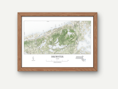 Brewster Cape Cod MA Map Art Print Shoreline Style
