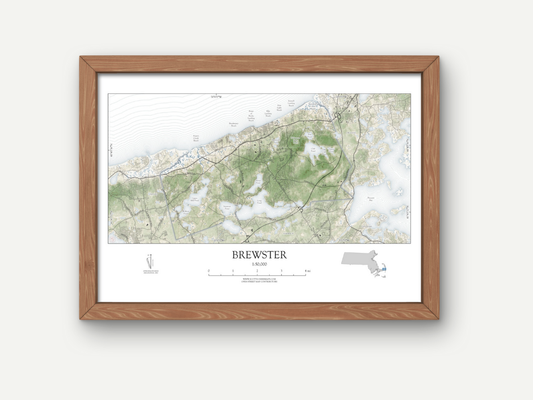 Brewster Cape Cod MA Map Art Print Shoreline Style