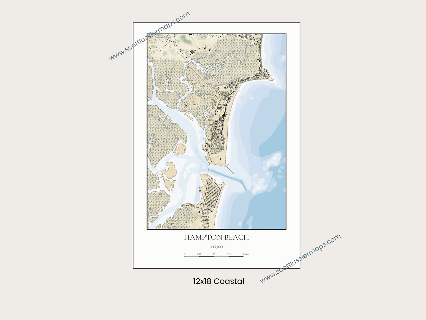 Hampton Beach New Hampshire CHART Map Art Print 0225