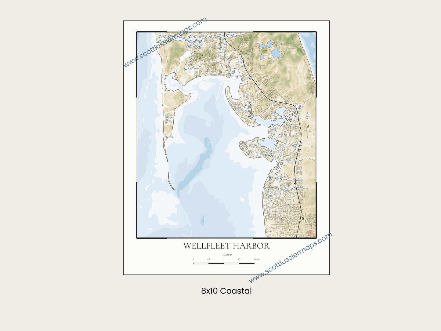 Wellfleet Harbor Cape Cod Mass COASTAL Map Art Print