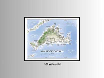 Martha's Vineyard Massachusetts Cape Cod WATERCOLOR Map Art Print 0225