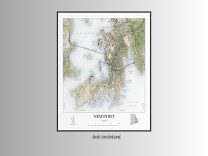 Newport Rhode Island SHORELINE Map Art Print