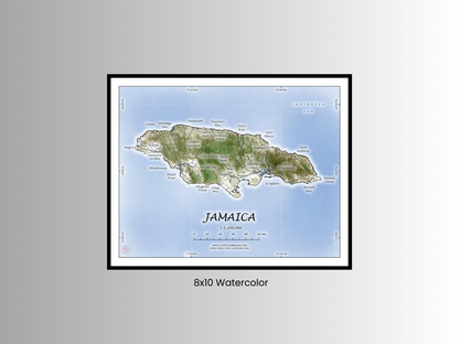 Jamaica WATERCOLOR Map Art Print 0325