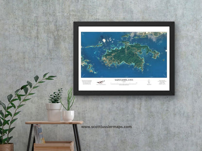 St John USVI Map Art Print Aerial Style