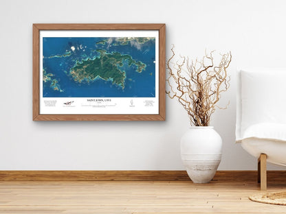 St John USVI Map Art Print Aerial Style