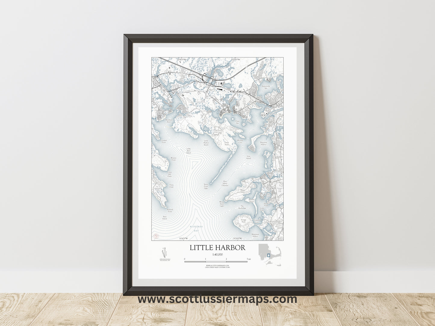 Little Harbor Mass NAUTICAL Map Art Print