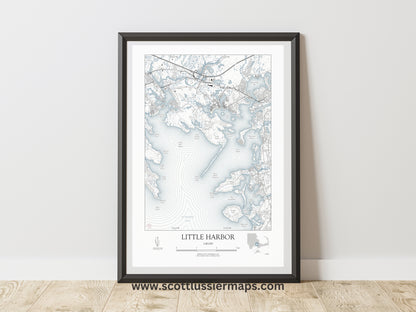 Little Harbor Mass NAUTICAL Map Art Print