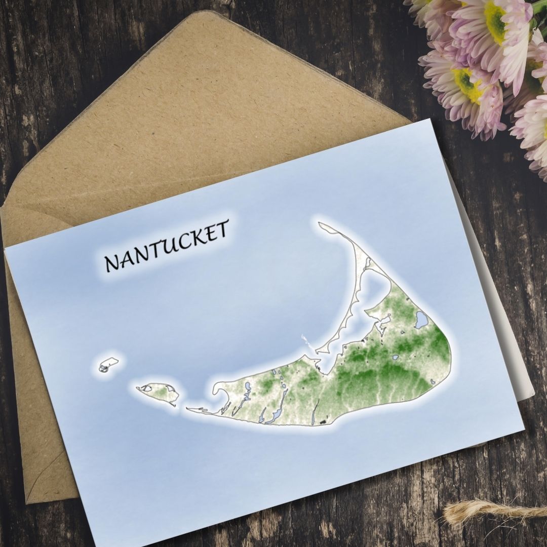 Nantucket Island Notecard Set of Six Cape Cod in either White or Craft Self Sealing Envelopes Blank Inside All Occasions