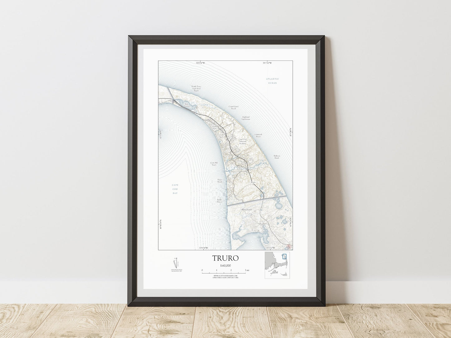 Truro Mass Cape Cod NAUTICAL Map Art Print 0225