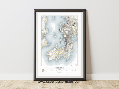 Newport Rhode Island NAUTICAL Map Art Print