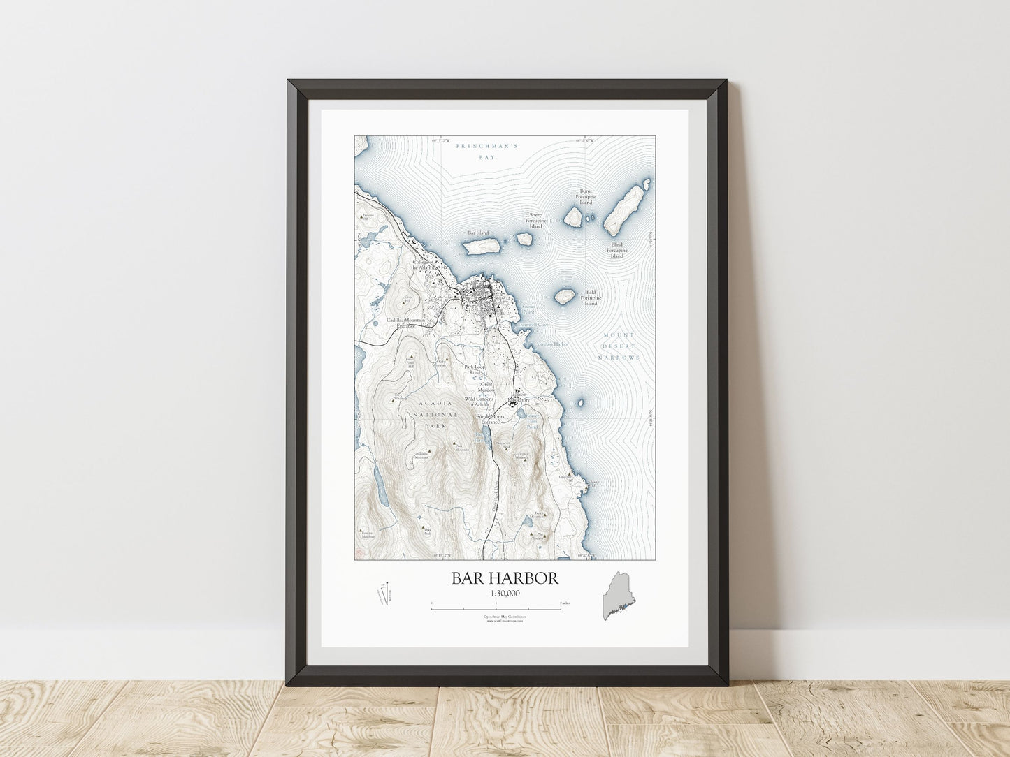 Bar Harbor Maine NAUTICAL Map Art Print 0225