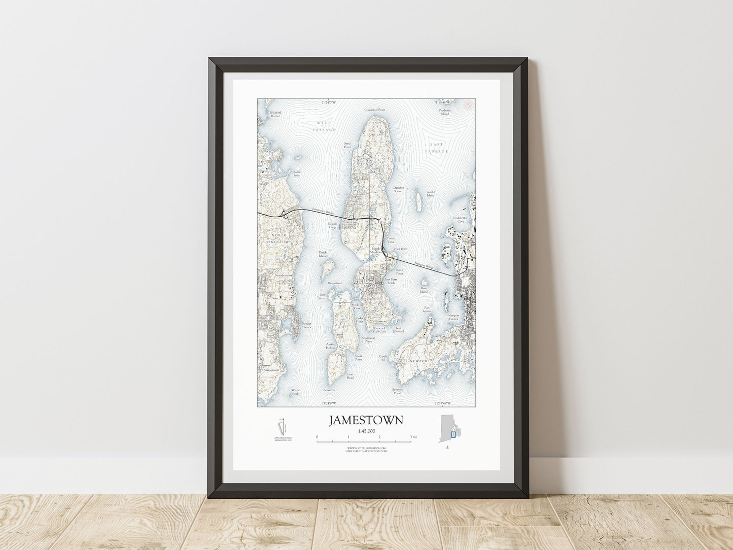 Jamestown Rhode Island NAUTICAL Map Art Print 0225