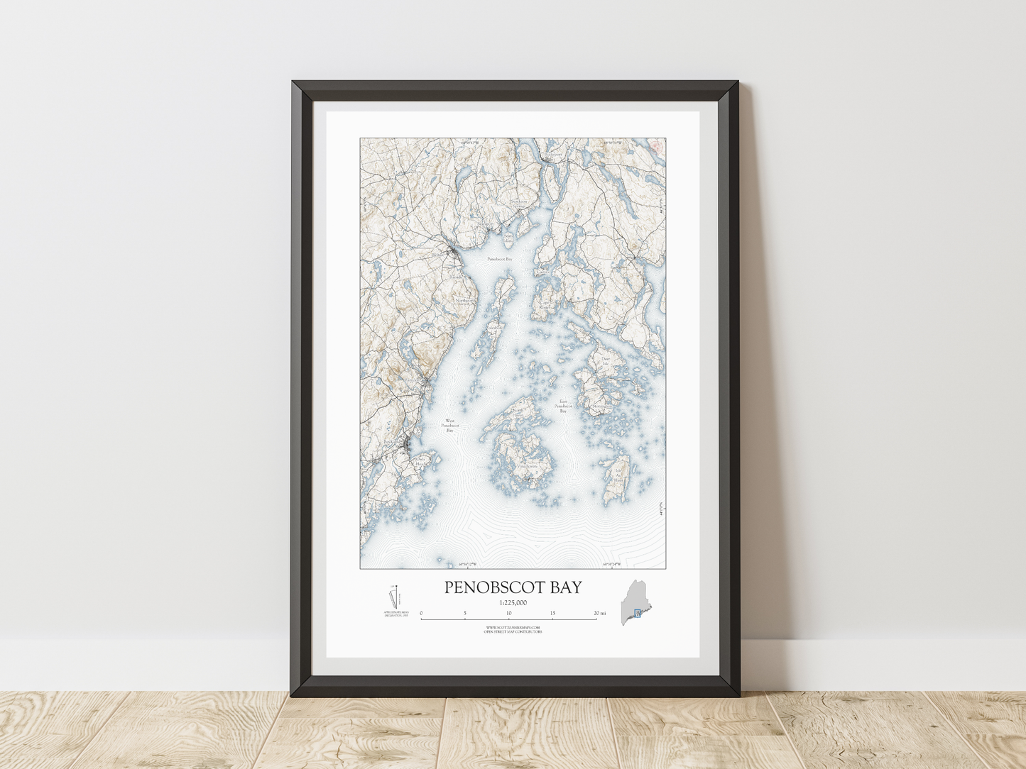 Penobscot Bay Maine NAUTICAL Map Art Print
