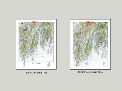 Maine Maritime SHORELINE Map Art Print 0525