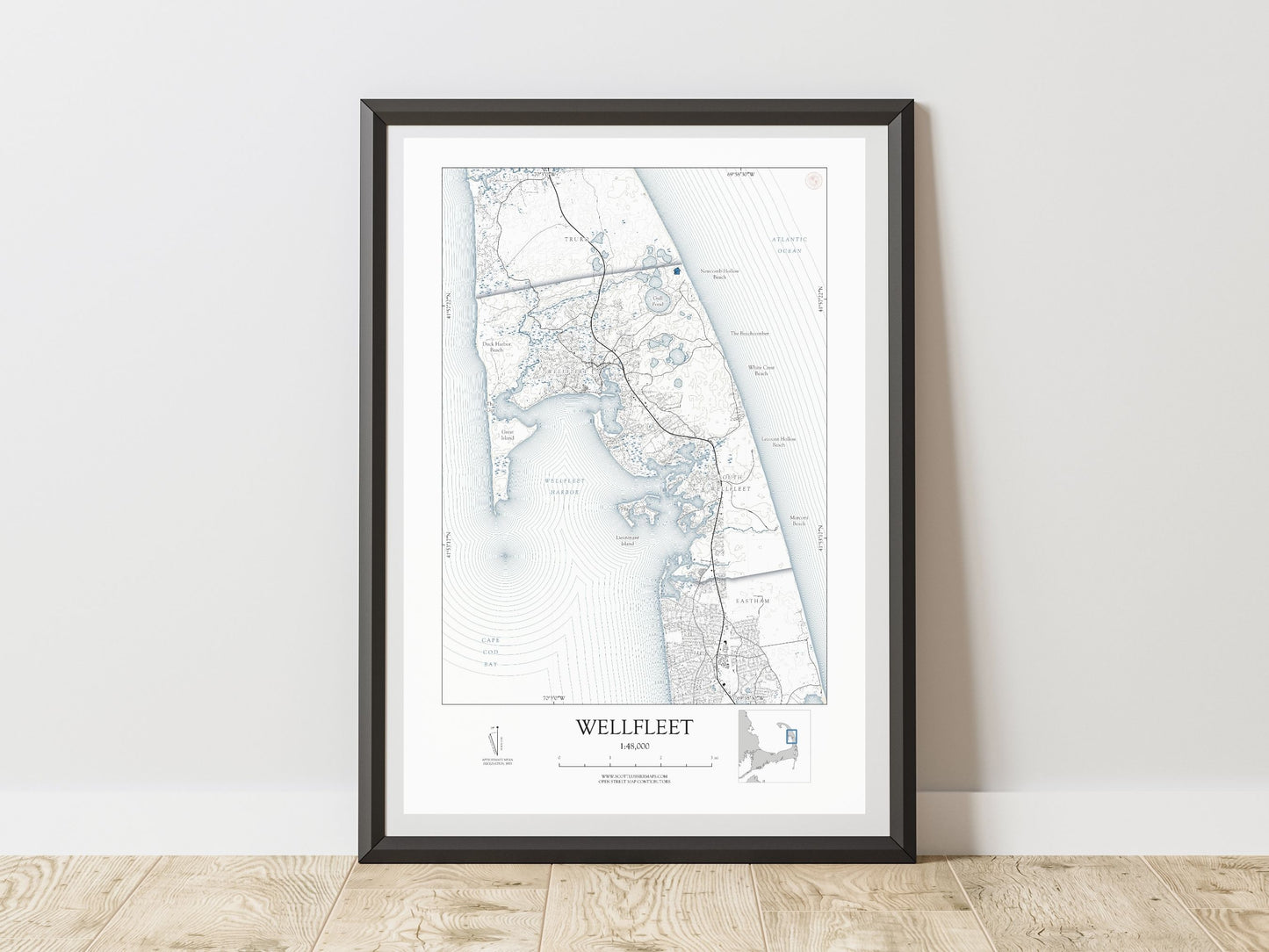 Wellfleet Mass Cape Cod NAUTICAL Map Art Print 0225