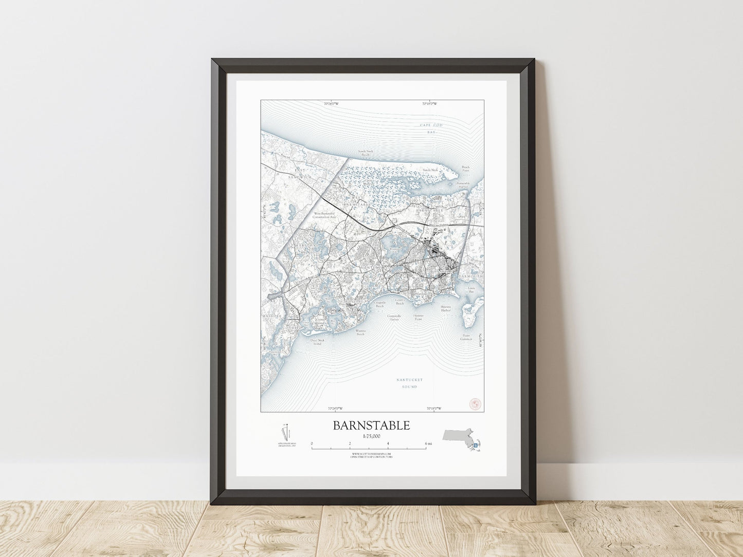 Barnstable Massachusetts Cape Cod NAUTICAL Map Art Print 0225