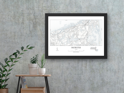 Brewster Massachusetts Cape Cod Map Art Print Nautical Style
