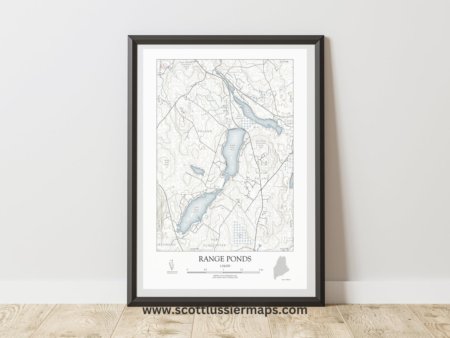 Range Ponds Maine NAUTICAL Map Art Print