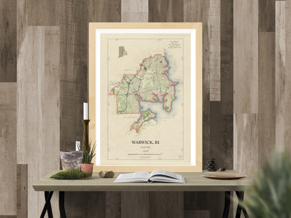 Warwick Rhode Island Map Art Print HOMETOWN Style