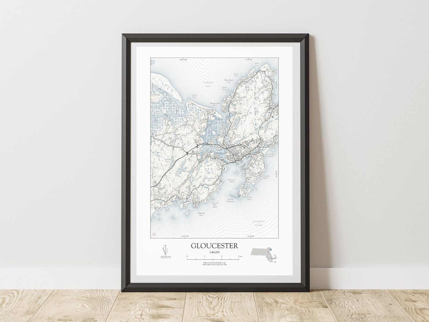 Gloucester Massachusetts NAUTICAL Map Art Print 0225