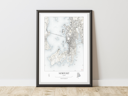 Newport Rhode Island NAUTICAL Map Art Print 0325