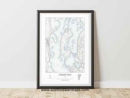 Grand Isle Vermont NAUTICAL Map Art Print