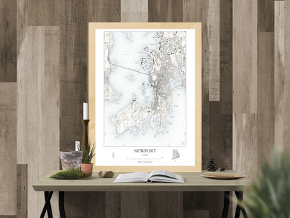 Newport Rhode Island NAUTICAL Map Art Print 0325