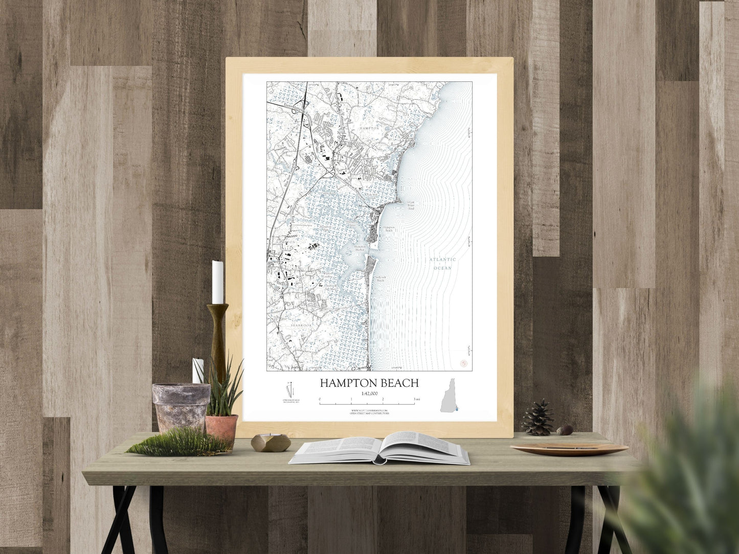 Hampton Beach New Hampshire NAUTICAL Map Art Print 0225