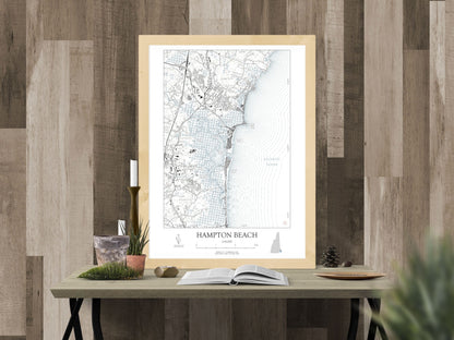 Hampton Beach New Hampshire NAUTICAL Map Art Print 0225