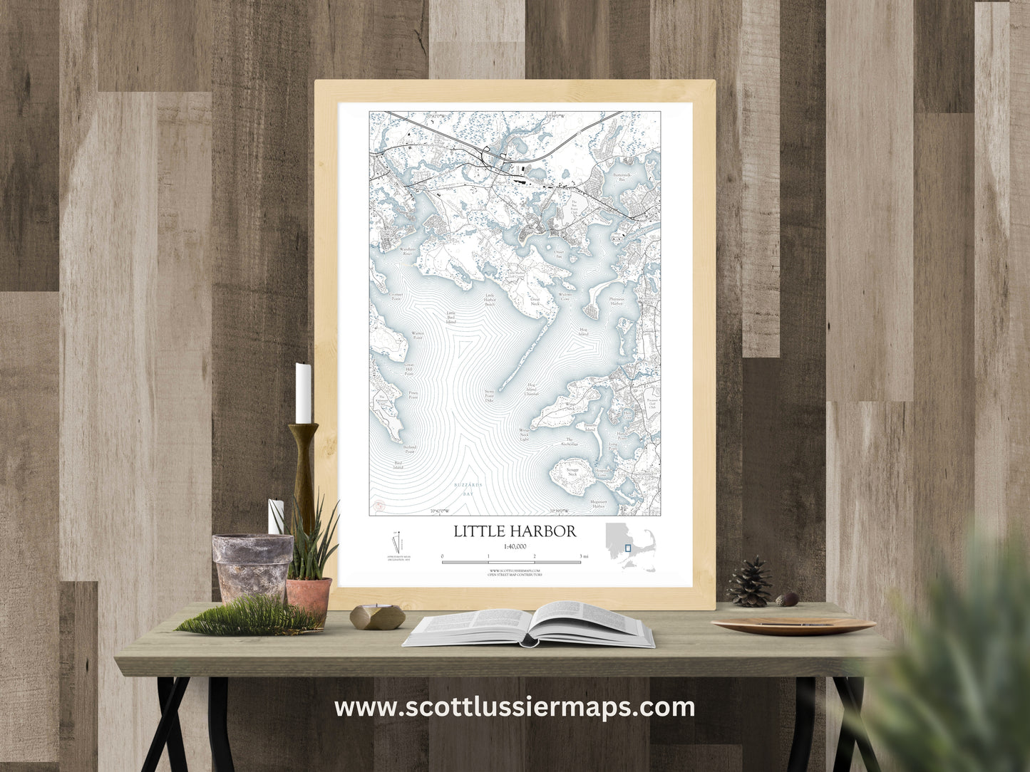 Little Harbor Mass NAUTICAL Map Art Print