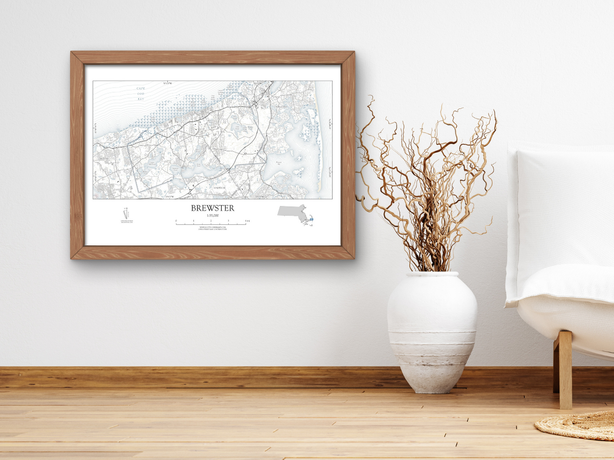 Brewster Massachusetts Cape Cod Map Art Print Nautical Style