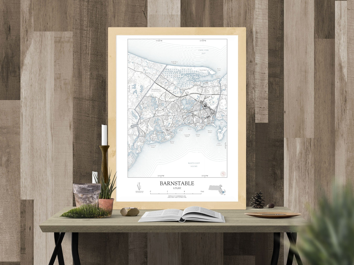 Barnstable Massachusetts Cape Cod NAUTICAL Map Art Print 0225