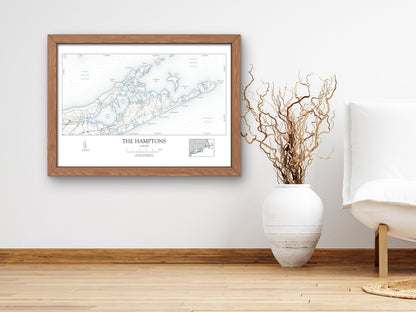 Hamptons New York NAUTICAL Map Art Print