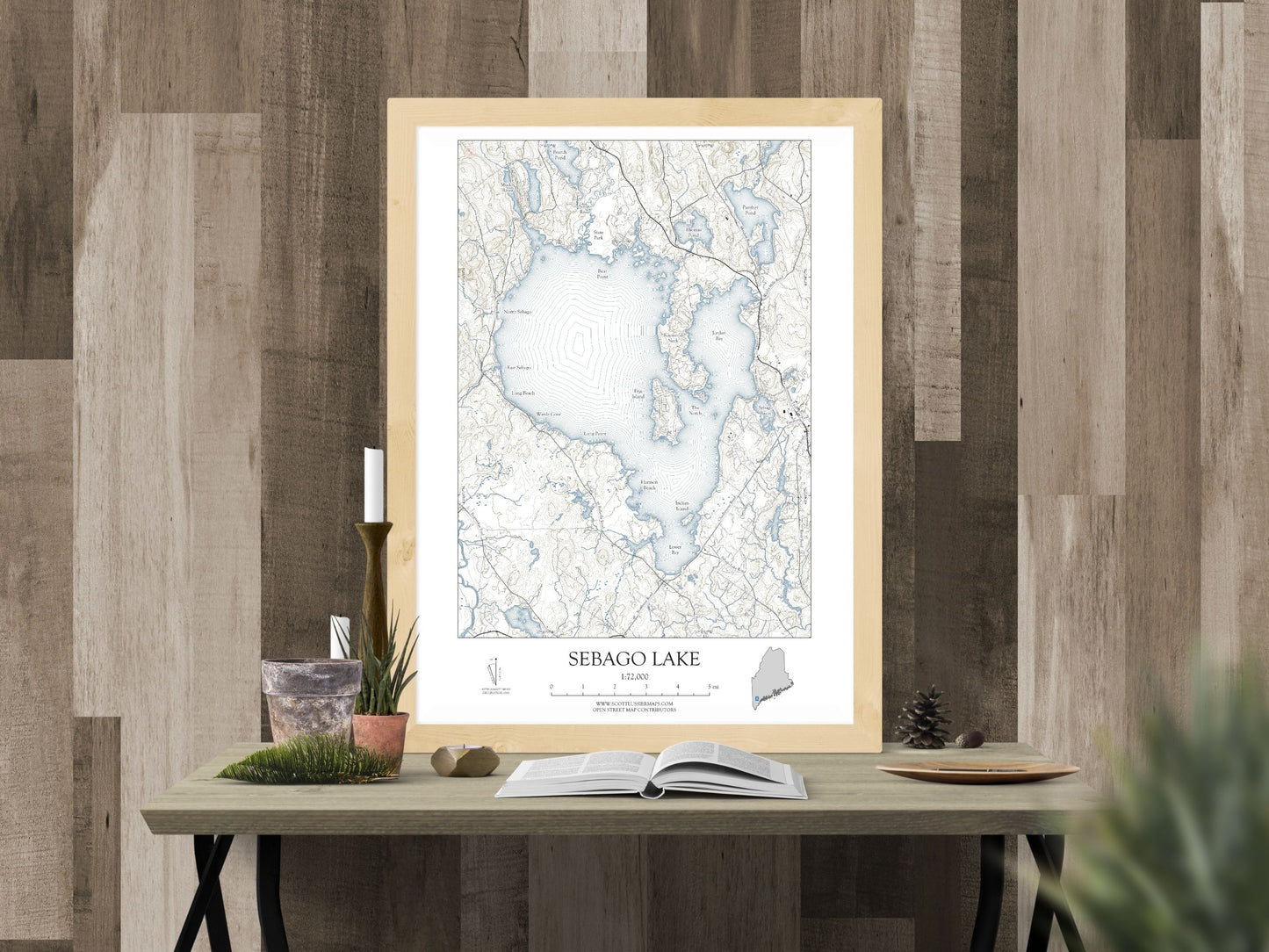 Sebago Lake Maine NAUTICAL Map Art Print 0225