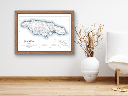 Jamaica NAUTICAL Map Art Print 0325