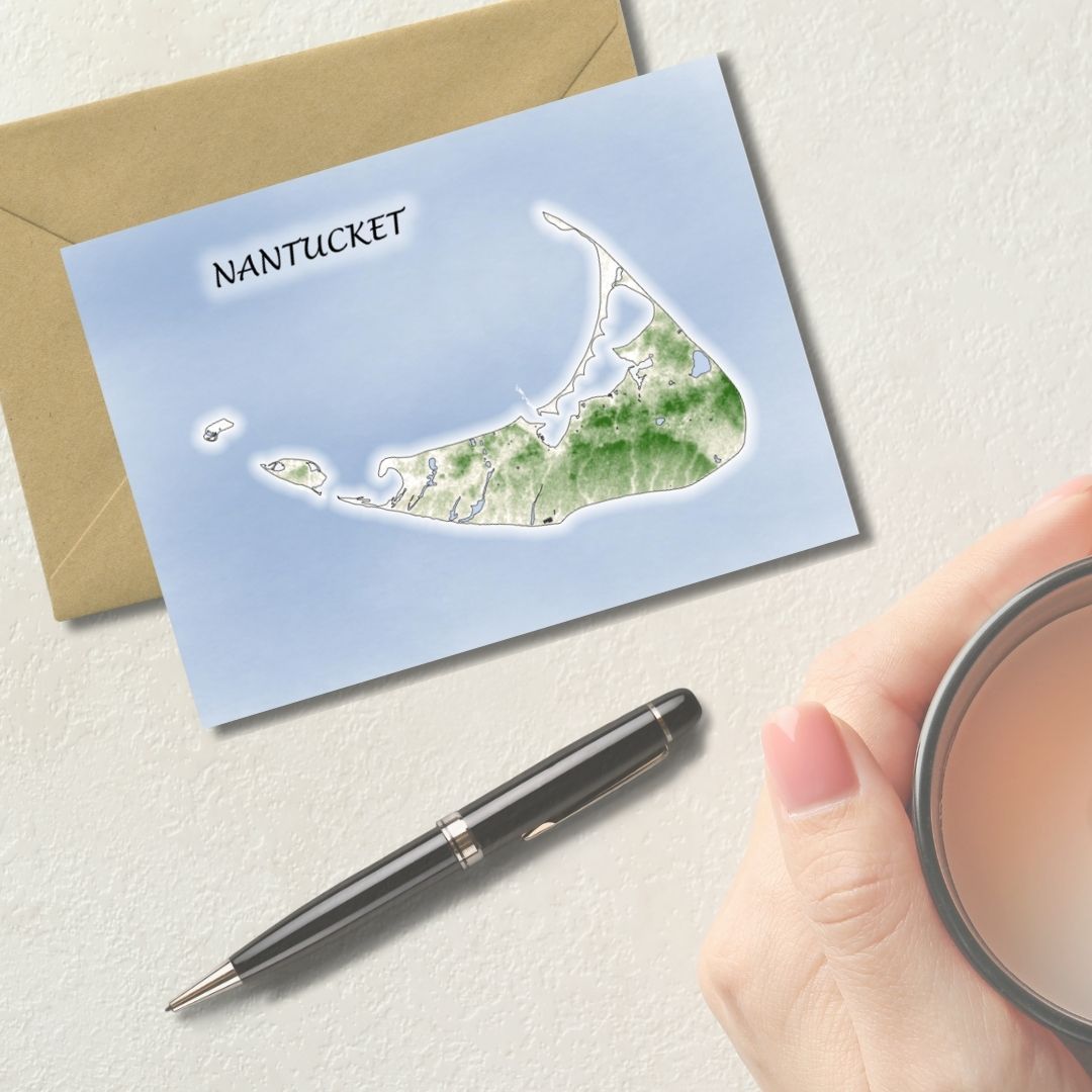 Nantucket Island Notecard Set of Six Cape Cod in either White or Craft Self Sealing Envelopes Blank Inside All Occasions