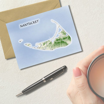 Nantucket Island Notecard Set of Six Cape Cod in either White or Craft Self Sealing Envelopes Blank Inside All Occasions
