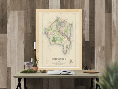 Barrington Rhode Island HOMETOWN Map Art Print 0325