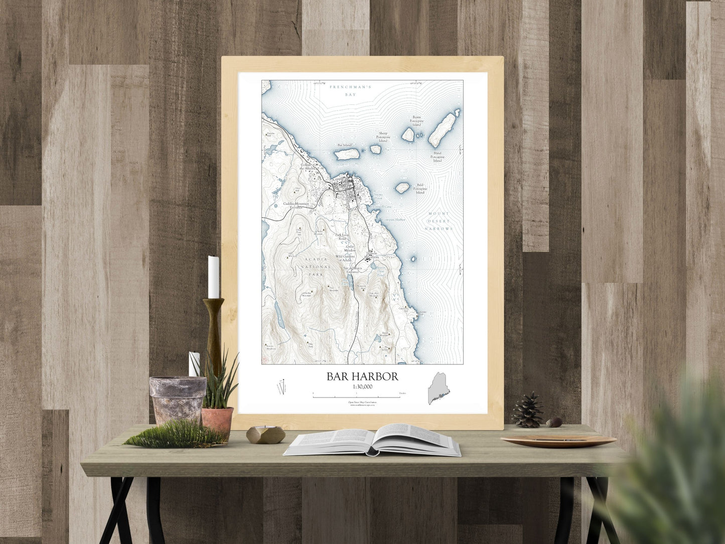 Bar Harbor Maine NAUTICAL Map Art Print 0225