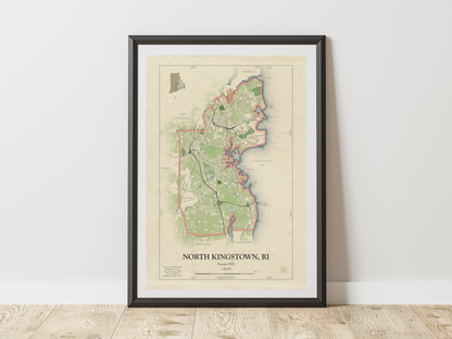 N Kingstown Rhode Island Map Art Print HOMETOWN Style
