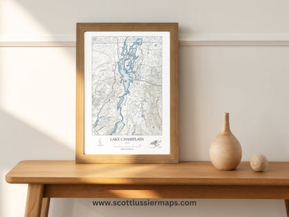 Lake Champlain Vermont NAUTICAL Map Art Print