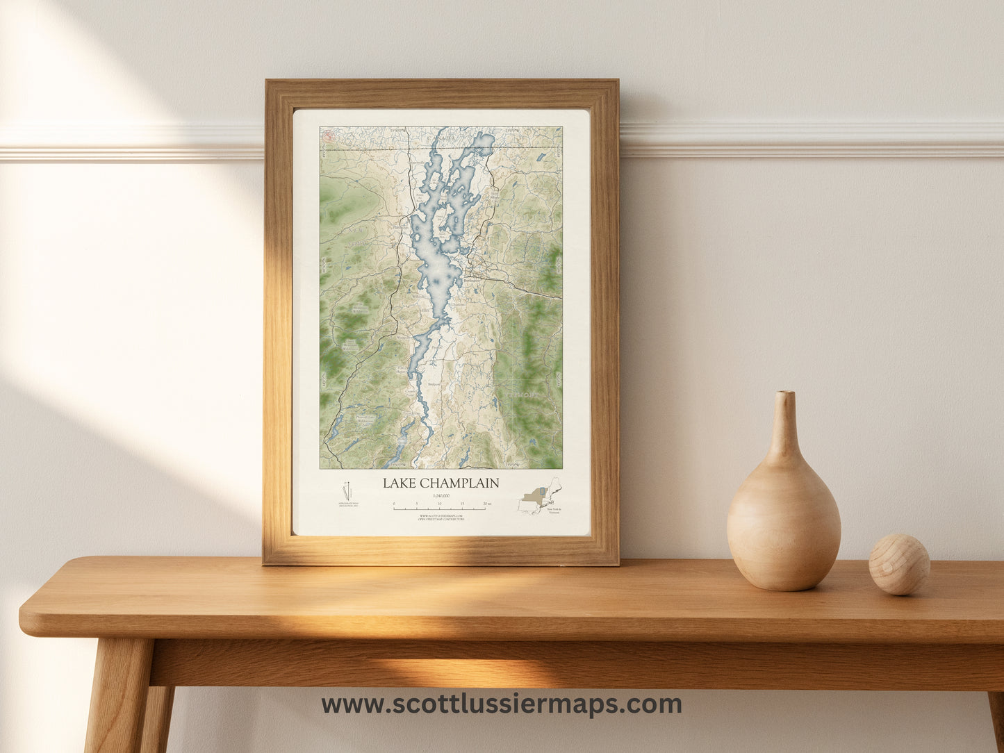 Lake Champlain Vermont VINTAGE Map Art Print