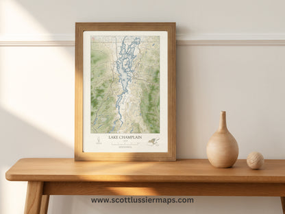 Lake Champlain Vermont VINTAGE Map Art Print