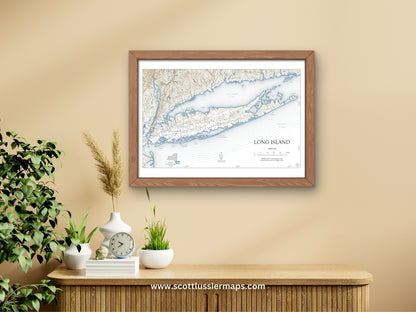 Long Island New York NAUTICAL Map Art Print