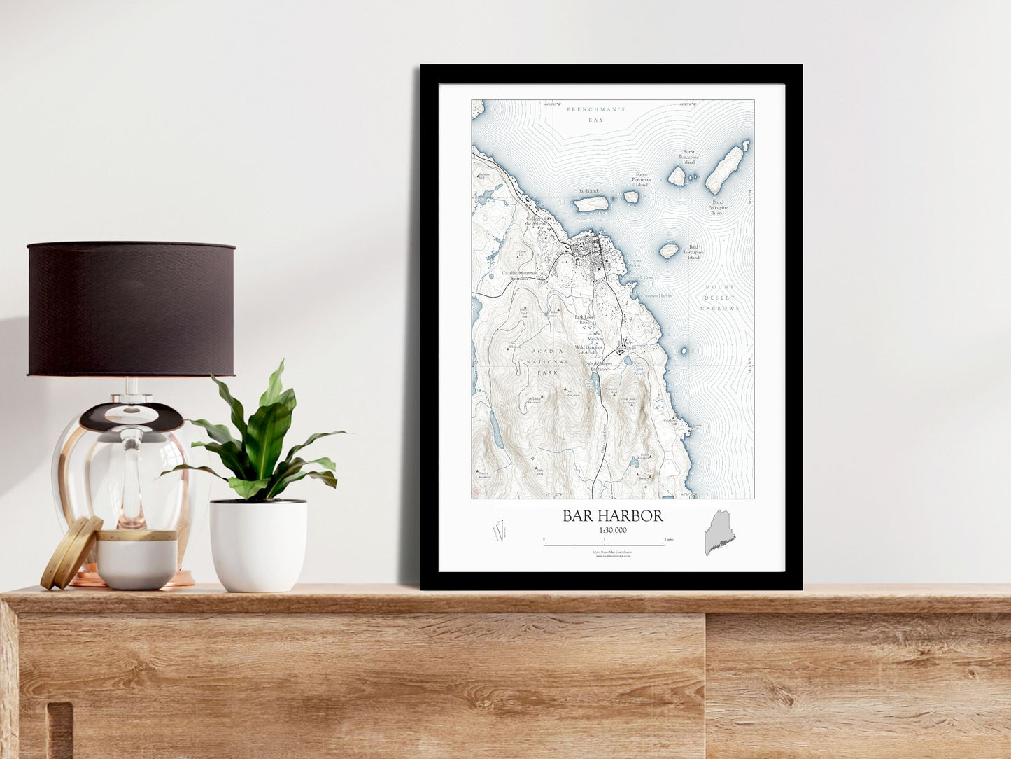 Bar Harbor Maine NAUTICAL Map Art Print 0225