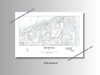 Brewster Massachusetts Cape Cod Map Art Print Nautical Style