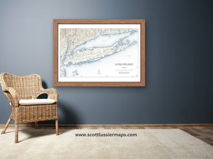 Long Island New York NAUTICAL Map Art Print