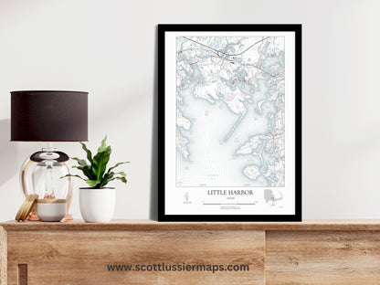 Little Harbor Mass NAUTICAL Map Art Print